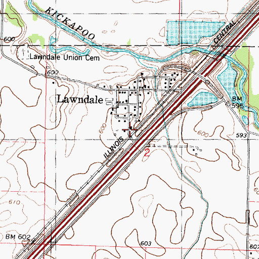 Topographic Map of Lawndale Post Office, IL