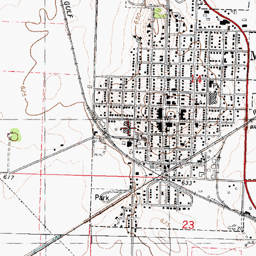 Topographic Map of Mount Pulaski High School, IL