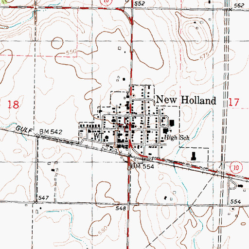 Topographic Map of New Holland United Methodist Church, IL