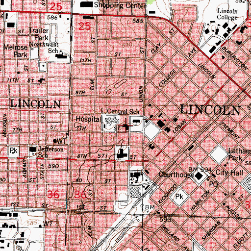 Topographic Map of Saint Johns United Church of Christ, IL