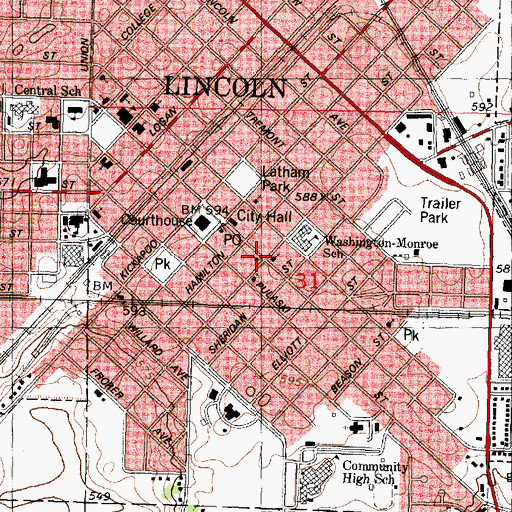 Topographic Map of Second Baptist Church, IL