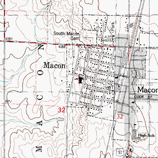 Topographic Map of Macon Elementary School, IL