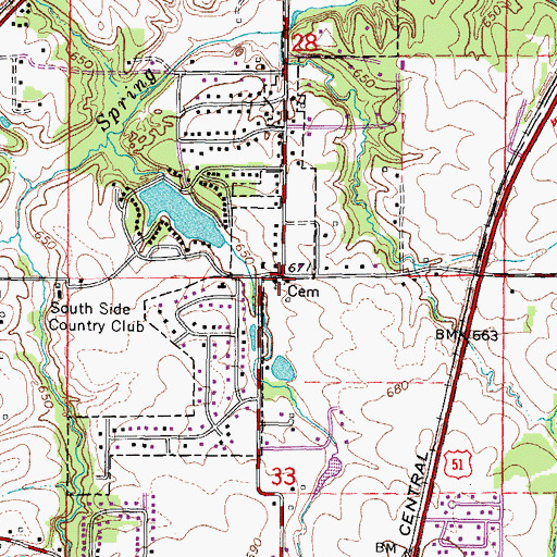 Topographic Map of Walnut Grove Cemetery, IL