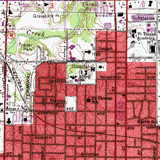 Topographic Map of Decatur Memorial Hospital, IL
