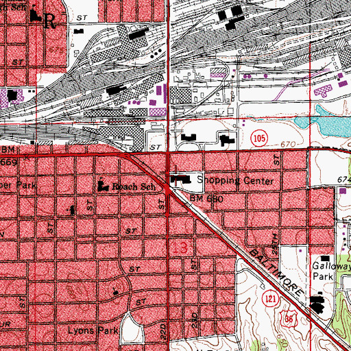 Topographic Map of Pines Shopping Center, IL