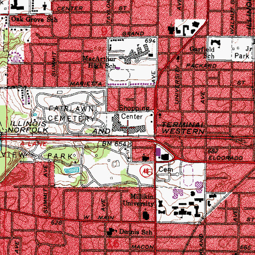 Topographic Map of Fairview Shopping Center, IL