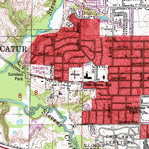 Topographic Map of Oak Grove Park, IL