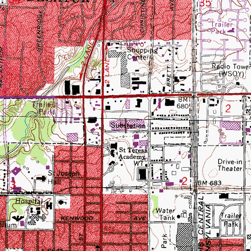Topographic Map of Pershing Northgate Shopping Center, IL