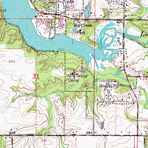Topographic Map of Virginia Anderson Girl Scout Camp, IL