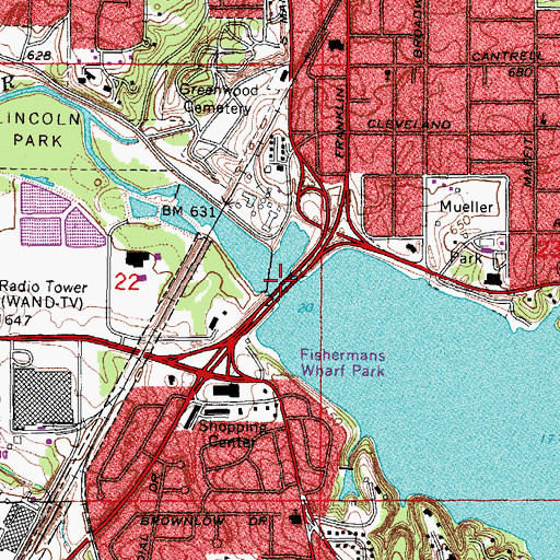 Topographic Map of Macon County Bridge, IL