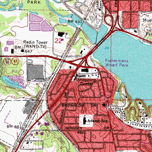 Topographic Map of South Towne Shopping Center, IL