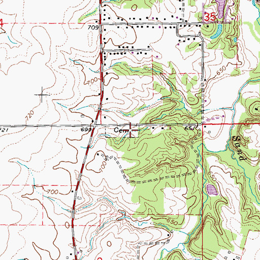 Topographic Map of Mount Gilead Cemetery, IL