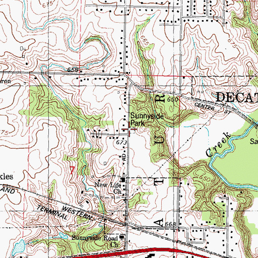 Topographic Map of Sunnyside Park, IL