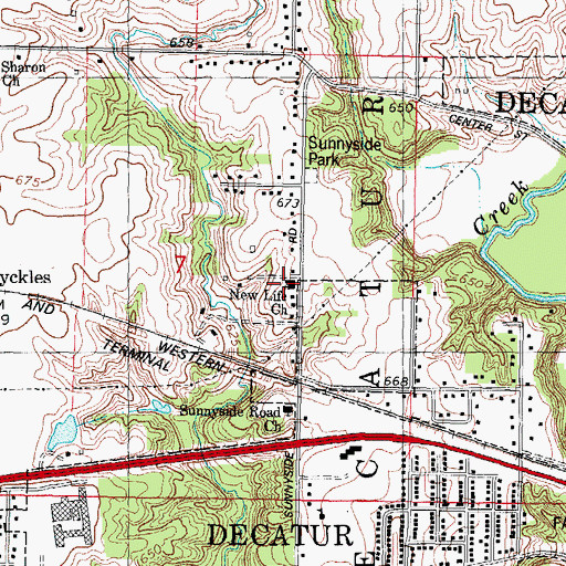 Topographic Map of New Life Church, IL