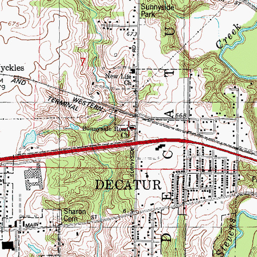 Topographic Map of Sunnyside Road Church, IL