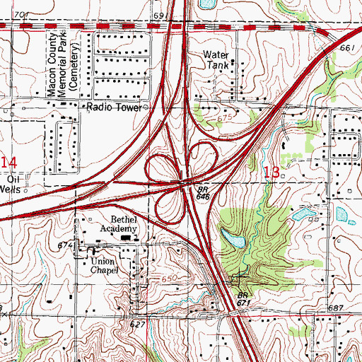 Topographic Map of Exit 133, IL