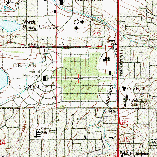 Topographic Map of Olinger Crown Hill Mortuary and Cemetery, CO