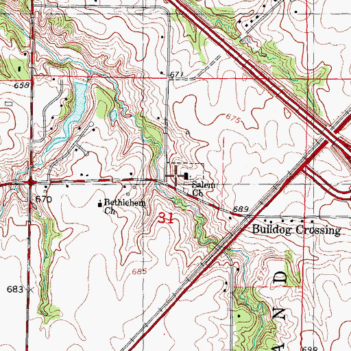 Topographic Map of Salem Cemetery, IL