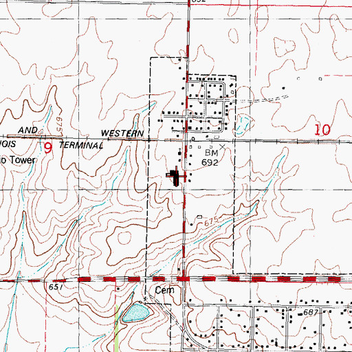 Topographic Map of Harristown Elementary School, IL