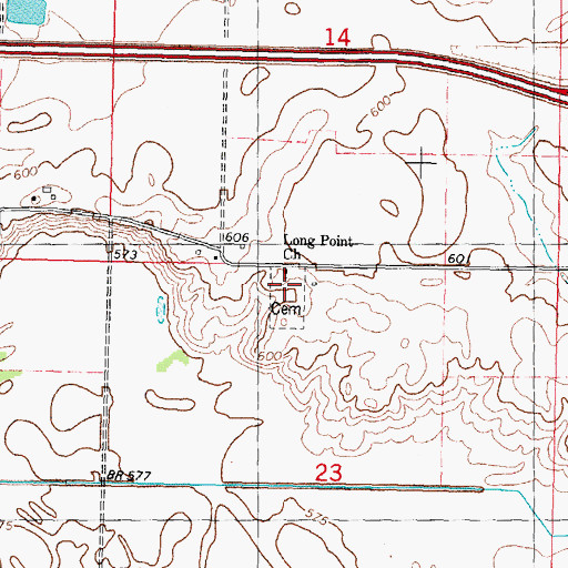 Topographic Map of Long Point Cemetery, IL