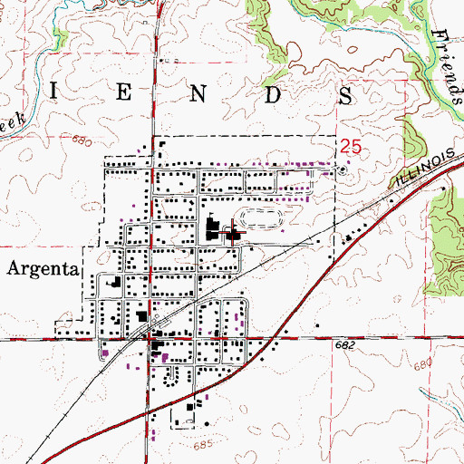 Topographic Map of New Argenta Grade School, IL
