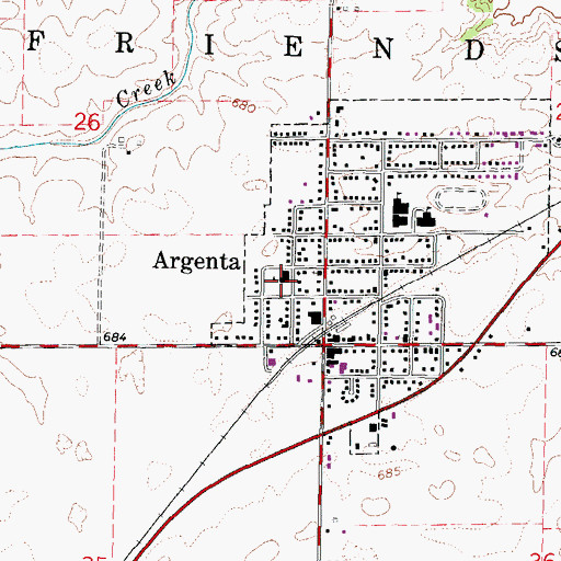 Topographic Map of Argenta Primary School, IL