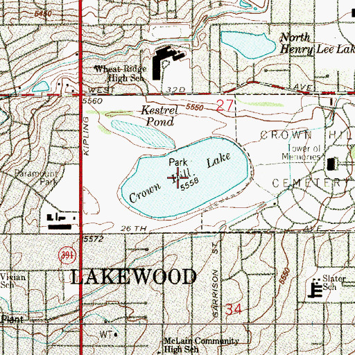 Topographic Map of Crown Hill Lake, CO