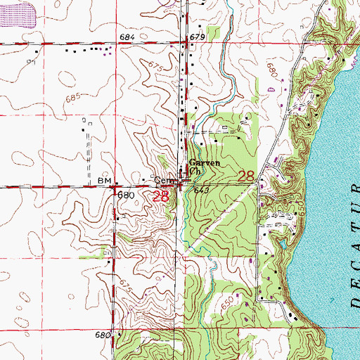 Topographic Map of Garver Cemetery, IL