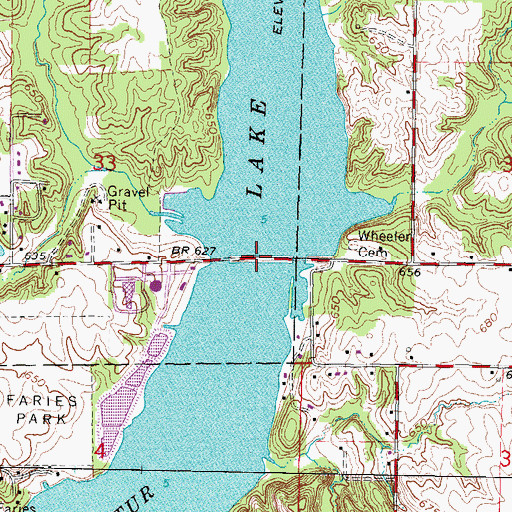 Topographic Map of Reas Bridge, IL