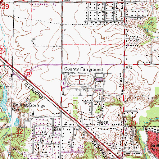 Topographic Map of Macon County Fairgrounds, IL