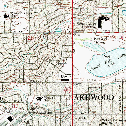 Topographic Map of Paramount Park, CO