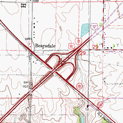 Topographic Map of Exit 138, IL