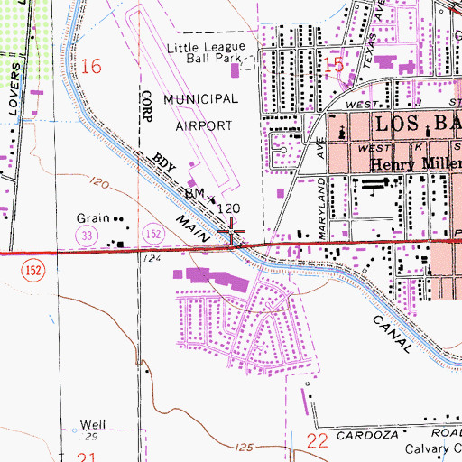 Topographic Map of Airport Park, CA