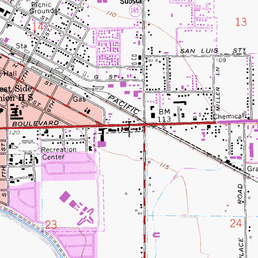Topographic Map of Canal Farm Shopping Center, CA