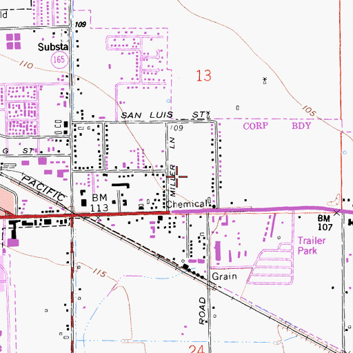Topographic Map of Canal Farm State Historic Landmark, CA