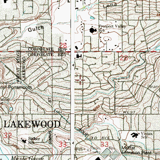 Topographic Map of Applewood Knolls Cottage School (historical), CO