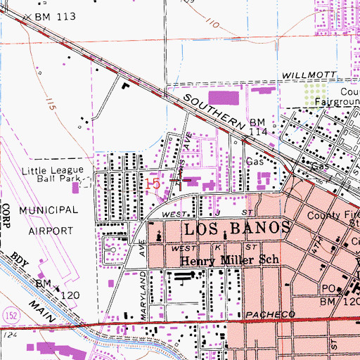 Topographic Map of Sutter Health Memorial Hospital Los Banos, CA