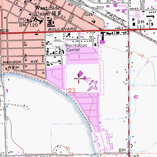 Topographic Map of Los Banos High School, CA