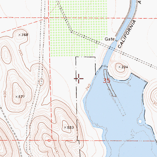 Topographic Map of Meadows Area Campground, CA
