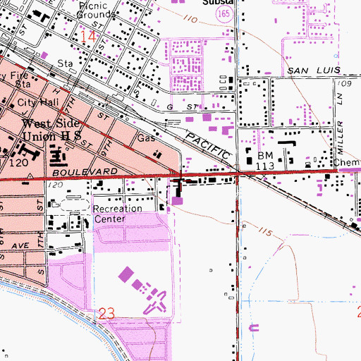 Topographic Map of National Shopping Center, CA