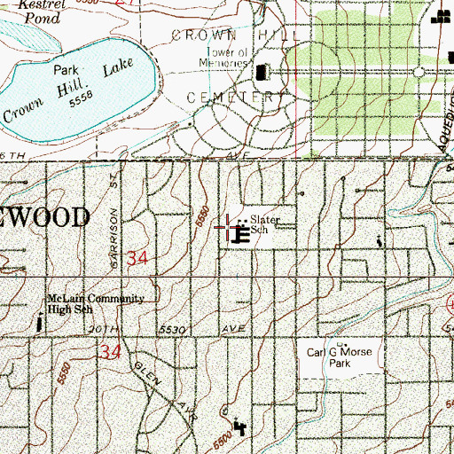 Topographic Map of Slater Elementary School, CO