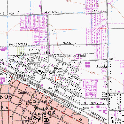 Topographic Map of San Luis High School, CA