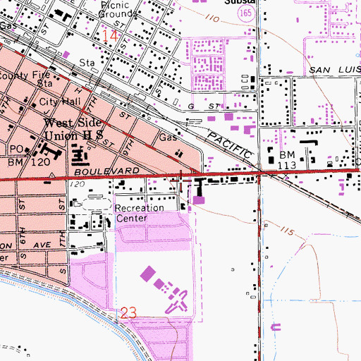 Topographic Map of San Luis Plaza Shopping Center, CA