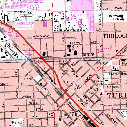 Topographic Map of Assyrian Evangelical Church, CA