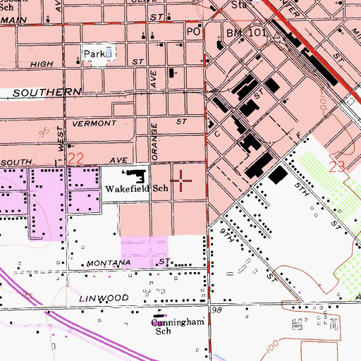 Topographic Map of Bethany Home for the Aged, CA