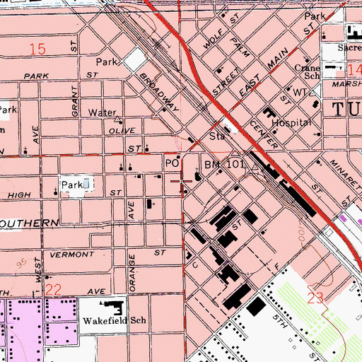 Topographic Map of Bethel Temple Church, CA