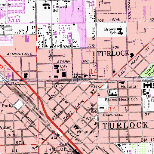 Topographic Map of Church of Christ, CA