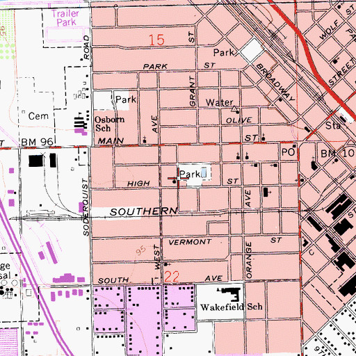 Topographic Map of Columbia Park, CA