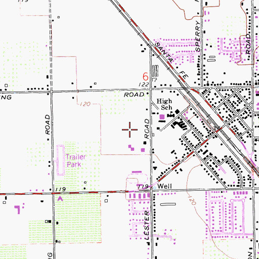 Topographic Map of Denair Middle School, CA