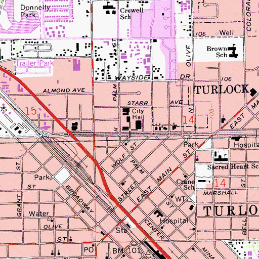 Topographic Map of Eastside Church of Christ, CA